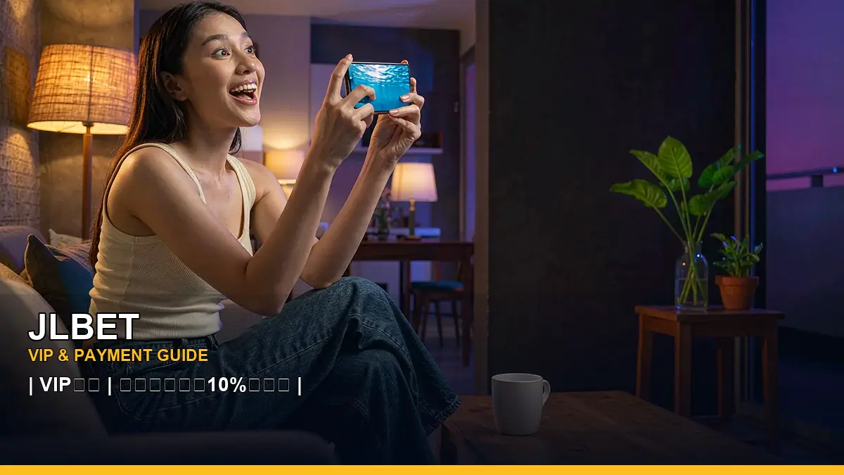 JLBET casino fishing games with an adult Filipina host and a male player using a mobile device