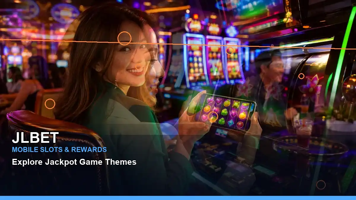 JLBET casino rewards presented in a layered mobile-friendly gaming layout