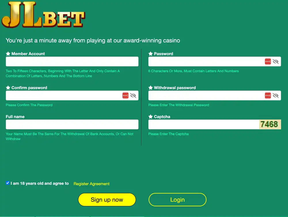 login and register at jlbet com